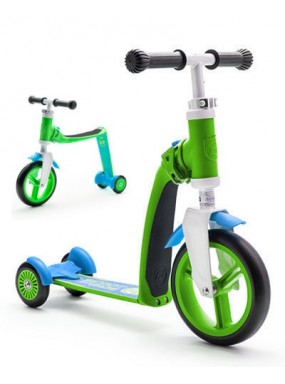 Трехколесный самокат-беговел (трансформер) Scoot&Ride Highway Baby Plus (зелено-голубой)