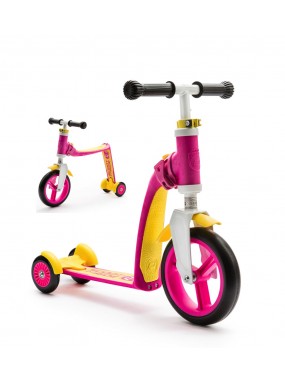 Трехколесный самокат-беговел (трансформер) Scoot&Ride Highway Baby Plus (желто-розовый)
