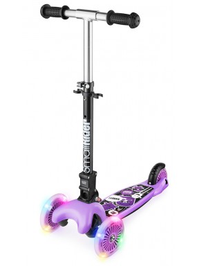 Трехколесный самокат со складной ручкой и 3 светящимися колесами Small Rider Randy Flash (фиолетовый глянец)
