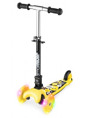 Трехколесный самокат со складной ручкой и 3 светящимися колесами Small Rider Randy Flash (желтый глянец)