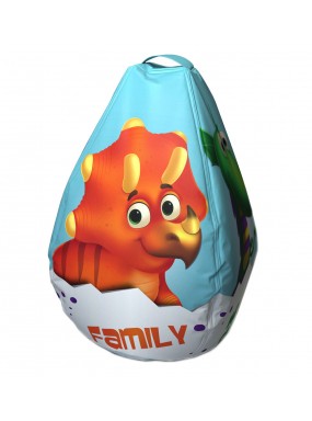 Мешок-рюкзак-подушка, спинка для тюбингов ST4, Small Rider Bags Динозаврики (голубой)