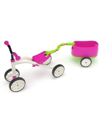 Детская каталка с прицепом Chillafish Quadie and Trailie (розовый)