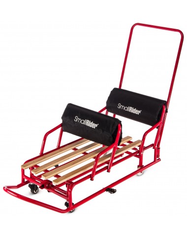 Детские санки-трансформер для двойни с колесиками и толкателем Small Rider Snow Twins 2 (красный)