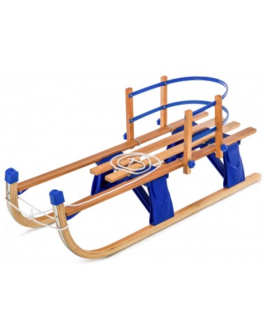 Детские складные деревянные санки со съемной спинкой Small Rider Fold Compact (синий)