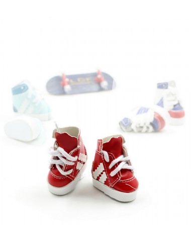 Кроссовки для фингерборда высокие бело-красные