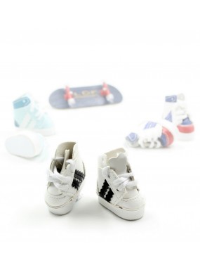 Кроссовки для фингерборда высокие бело-черные