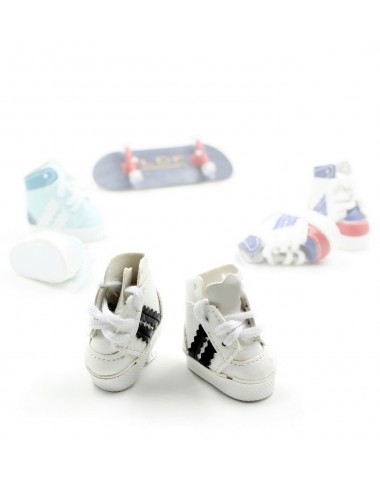 Кроссовки для фингерборда высокие бело-черные