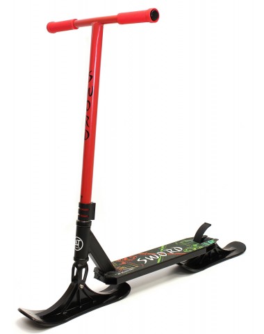 Трюковый самокат AT SWORD 2022 с лыжами красный