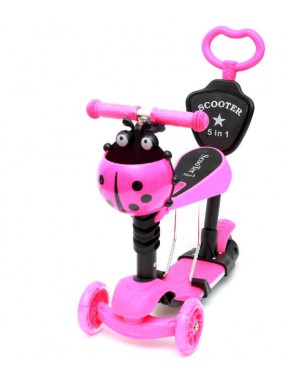 Самокат 5в1 божья коровка музыкальный розовый Самокат 5в1 божья коровка музыкальный розовый
