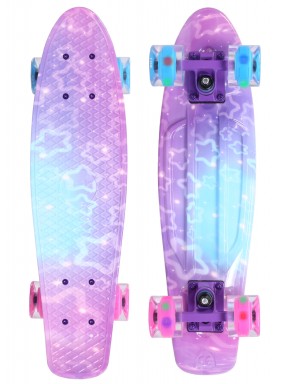 Скейтборд пенни борд LDR Stars для детей / подростков со светящимися колесами