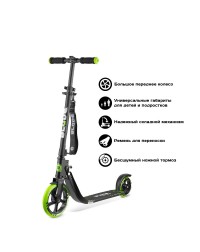Самокат BLADE Sport PU V4 205+145, black/green Самокат BLADE Sport PU V4 205+145, black/green