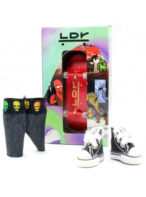 Фингерборд П10 Wide LDR 32мм красный + кеды + шорты