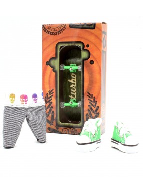 Фингерборд Турбо П10 Гравировка зеленый + КЕДЫ + ШОРТЫ