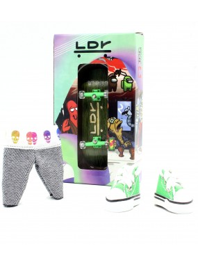 Фингерборд П10 Wide LDR 32мм зеленый + кеды + шорты Фингерборд П10 Wide LDR 32мм зеленый + кеды + шорты