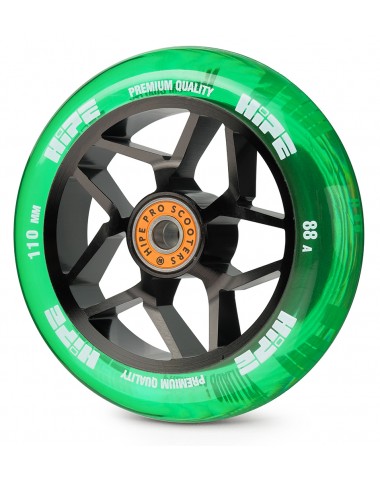 Колесо HIPE H01A 110мм black/transparent green для трюкового самоката