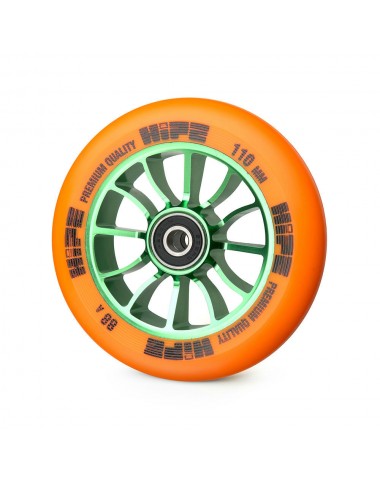 Колесо HIPE 01 110mm Зеленый/оранжевый для трюкового самоката