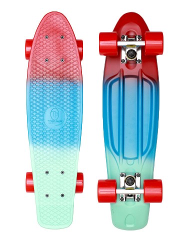 Миникруизер Tricolor pastel red 22''x6'', Abec-7 Пенни борд для детей / подростков