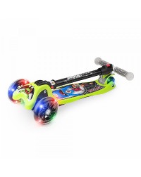 Складной трехколесный самокат со свет.колесами Small Rider Space Race (лайм)
