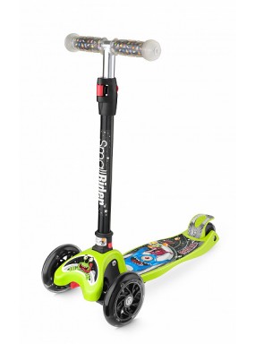 Складной трехколесный самокат со свет.колесами Small Rider Space Race (лайм)
