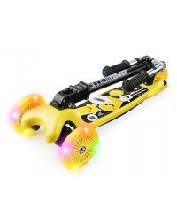Трехколесный самокат со складной ручкой и 3 светящимися колесами Small Rider Randy Flash (желтый глянец)