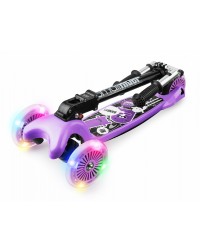 Трехколесный самокат со складной ручкой и 3 светящимися колесами Small Rider Randy Flash (фиолетовый глянец)