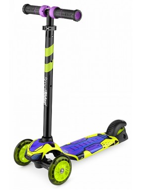 Детский трехколесный самокат со свет.колесами Small Rider Turbo (лайм)