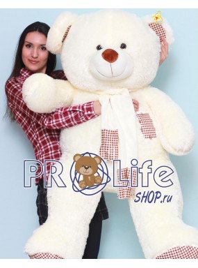 Мишка 150 см с шарфиком кремовый