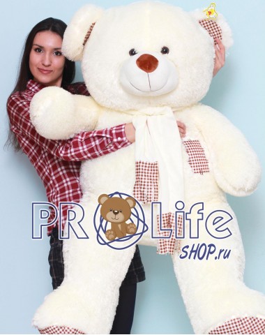 Мишка 150 см с шарфиком кремовый