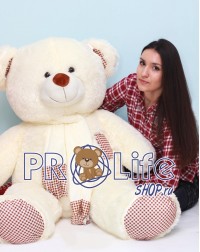 Мишка 150 см с шарфиком кремовый