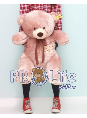 Мишка 100 см кофейный c заплаткой Мишка 100 см кофейный c заплаткой