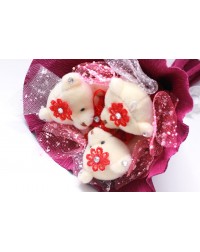 Букет из 3-х мишек сиреневый