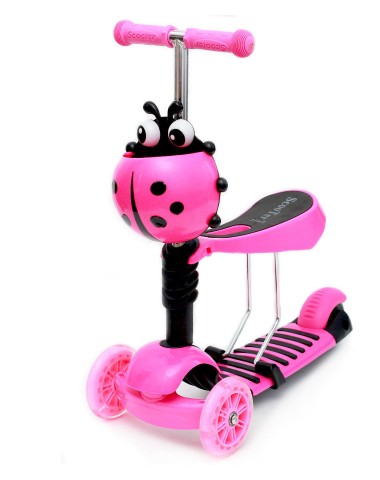 Самокат scooter 3в1 божья коровка розовый