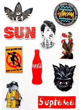 Набор наклеек (стикеров) 10 шт I1 лист А4