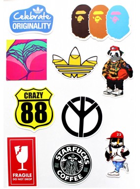 Набор наклеек (стикеров) 10 шт I5 лист А4