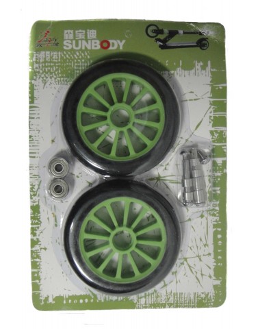 Колеса для самокатов 125/125 мм Черный/зеленый