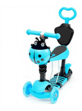 Самокат scooter 5в1 божья коровка голубой