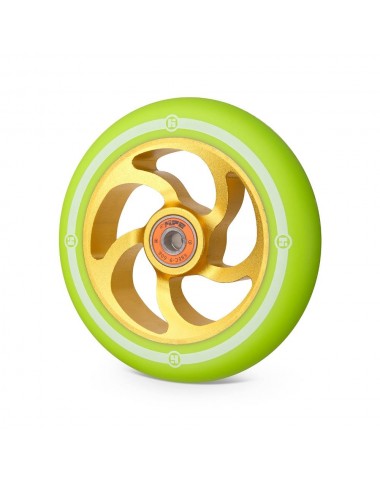 Колесо Hipe 5F 120мм золотой/светлый-зеленый для трюкового самоката