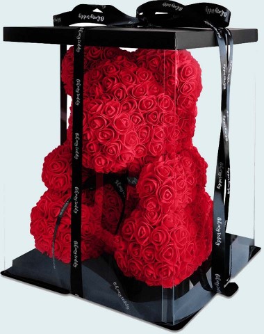 Мишка 40 см  из роз красный