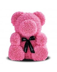 Мишка 40 см  из роз розовый