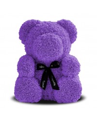 Мишка 40 см  из роз фиолетовый