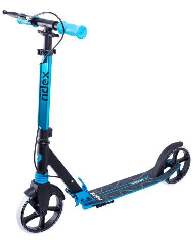 Самокат 2-колесный Sigma 200 мм, ручной тормоз, черный/голубой