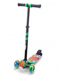 Детский трехколесный самокат со светящими колесами Small Rider Turbo 2 Cartoons (зеленый, оранжевый дино) Детский трехколесный самокат со светящими колесами Small Rider Turbo 2 Cartoons (зеленый, оранжевый дино)