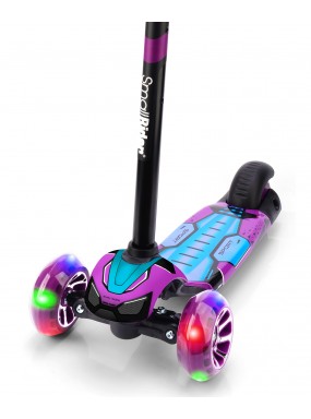 Детский трехколесный самокат со светящими колесами Small Rider Turbo 2 Spacecraft (фиолет-аква)