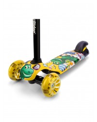 Детский трехколесный самокат со светящими колесами Small Rider Turbo 2 Cartoons (желтый, зеленый дино) Детский трехколесный самокат со светящими колесами Small Rider Turbo 2 Cartoons (желтый, зеленый дино)