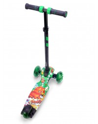 Детский трехколесный самокат со светящими колесами Small Rider Turbo 2 Cartoons (зеленый, оранжевый дино) Детский трехколесный самокат со светящими колесами Small Rider Turbo 2 Cartoons (зеленый, оранжевый дино)