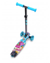Детский трехколесный самокат со светящими колесами Small Rider Turbo 2 Cartoons (синий, розовый дино)
