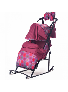 Санки-коляска Kristy Comfort Plus 3B + BK  (бордо/круги)