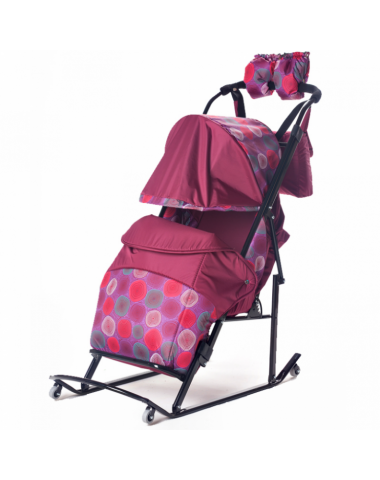 Санки-коляска Kristy Comfort Plus 3B + BK  (бордо/круги)