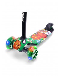 Детский трехколесный самокат со светящими колесами Small Rider Turbo 2 Cartoons (зеленый, оранжевый дино) Детский трехколесный самокат со светящими колесами Small Rider Turbo 2 Cartoons (зеленый, оранжевый дино)
