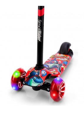 Детский трехколесный самокат со светящими колесами Small Rider Turbo 2 Cartoons (красный, синяя акула) Детский трехколесный самокат со светящими колесами Small Rider Turbo 2 Cartoons (красный, синяя акула)